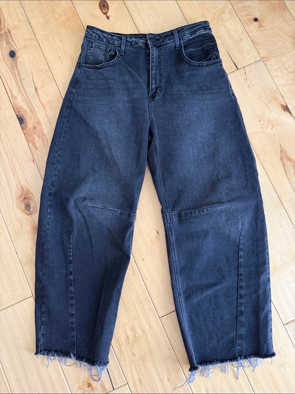 Just Black Denim Black Raw Hem Wide-Leg Jeans